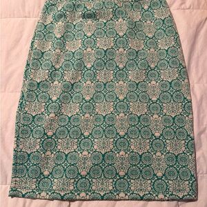 Renee C. Teal and Cream Patterned Pencil Skirt
